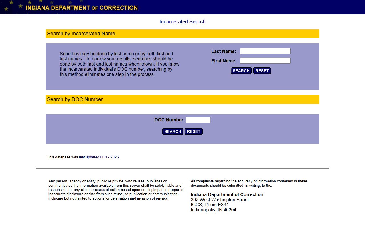LaGrange County inmate population IDOC offender locator search