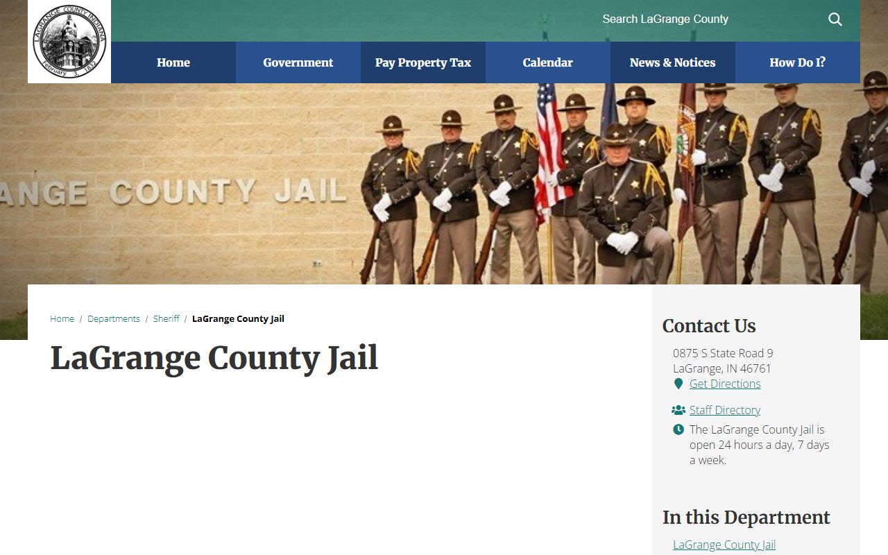 LaGrange County Jail inmate population facility page